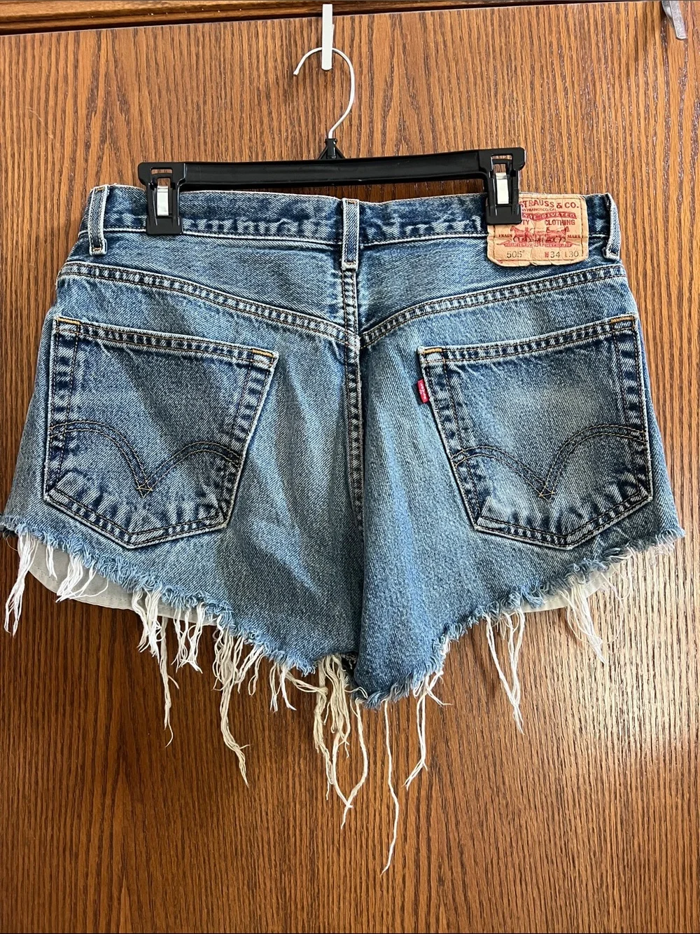 Levi's Medium Blue Distressed Cutoff Denim Shorts